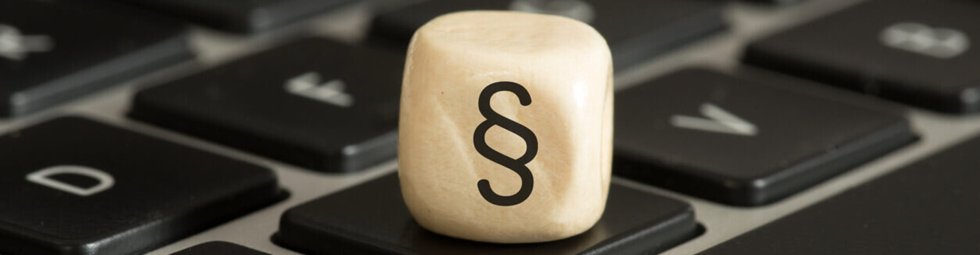 Würfel mit einem Parapgraphen-Symbol liegt auf einer Tastatur Header_Benutzungsordnung.jpg