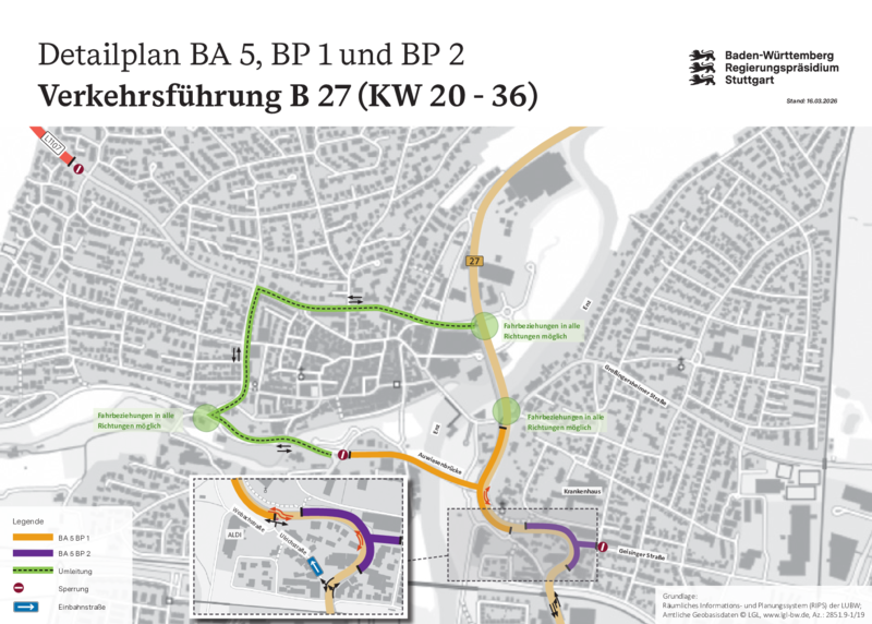 B 27 Detailplan für Bauabschnitt 5, BP 1 und BP 2, Stand: 16.03.2026